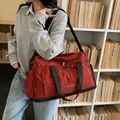 Large capacity red travel bag with dry-wet separation for gym and short trips - 47x21x28cm / Red