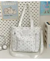 Süße weiße Segeltuch-Umhängetasche mit Sternmuster für Schule und Reisen im japanischen Stil - Schultertasche / Einheitsgröße / Weiß