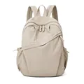Minimalist beige nylon backpack for women daily commuting and students schoolbag - One Size / Khaki