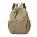 Minimalist khaki nylon backpack for women with large capacity for daily commuting - One Size / Dark Brown