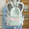 Adorable mint green polka dot backpack with pink accents and decorative lace bow charm - No Pendant / Green