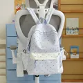 Light blue Japanese style polka dot backpack with heart and bow patterns for girls - No Pendant / Blue