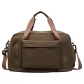 Large capacity checkered travel bag with shoulder strap for business or fitness. - One Size / Brown Green