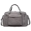 Large capacity grey grid pattern travel bag with top handles and adjustable shoulder strap - One Size / Gray