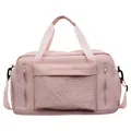 Large capacity pink travel bag for fitness and business trips with crossbody strap - One Size / Pink