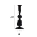 Minimalist matte black glass candlestick with fluted design and 21.7cm height for wedding decor - Spiral Texture Style (A) / M / Black