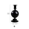 Minimalist black glass candlestick holder with striped sphere design, model G style - Spherical Spiral Style (G) / S / Black