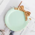 Plateau à bijoux élégant en résine vert menthe avec nœud doré et bordure dorée - Vert Rond (Bord Vieilli)