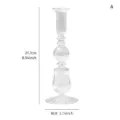 Elegant ribbed clear glass candlestick holder with dimensions 21.7cm height and 8cm base - Transparent Candle Holder D