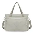 Quilted diaper bag for mothers in light grey with multiple storage pockets and shoulder strap - One Size / Gray