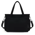 Black quilted diaper bag for moms with multi-functional storage and adjustable shoulder strap - One Size / Black