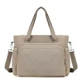 Premium khaki quilted diaper bag tote with multifunctional storage pockets for travel use - One Size / Khaki