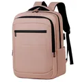 Moderne roze multifunctionele zakelijke laptoprugzak met USB-oplaadpoort en grote capaciteit - Roze