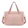 Stylish pink quilted diaper bag with multi-functional compartments and adjustable strap - One Size / Pink