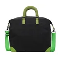 Borsa da viaggio professionale leggera a quadretti neri con manici verdi e tracolla - Taglia unica / Nero