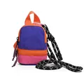 Vibrant color-block mini backpack pouch for earphones and lipstick with patterned lanyard - 13*10*5 / Klein Blue