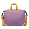 Grande borsa da viaggio leggera a scacchi viola con manici gialli e tracolla regolabile - Taglia unica / Viola