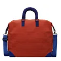 Grande borsa da viaggio rossa a quadretti con manici blu e tracolla regolabile rimovibile - Taglia unica / Arancione