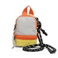 Miniature backpack style storage pouch with lanyard in orange and yellow color block - 13*10*5 / Light Gray