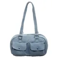 Bolso bowling vintage de mezclilla azul con dos bolsillos delanteros y asas largas - Talla única / Azul claro