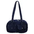 Clásico bolso Boston de mezclilla azul marino con dos bolsillos frontales y correas resistentes - Talla única / Azul marino