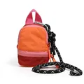 Vibrant color-block mini backpack pouch for coins and earphones with braided lanyard - 13*10*5 / Orange