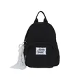 Zaino in tela nera minimalista con toppa in pizzo e ciondolo decorativo di perle - senza ciondolo / Nero