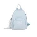 Mini zaino azzurro minimalista con un portachiavi decorativo in pizzo e perle bianche - senza ciondolo / Blu