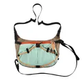 Lässige Color-Block-Umhängetasche in Khaki und Mintgrün mit orangefarbenen Kordeln - Blau