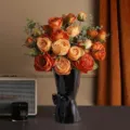 Nordic black resin bouquet shaped flower vase with elegant bow tie for home decor - Hand-held Bouquet Shape (Black) / Black