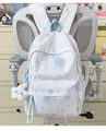 Großer weißer Schulrucksack mit Sternenmuster und süßem Plüschwolken-Anhänger für Mädchen - Mit Anhänger / Blau
