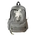 Black and white checkered school backpack with lace bow and star charm - With Pendant / Black