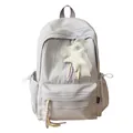 Simple light purple and white striped school backpack with decorative white star charm - With Pendant / Purple