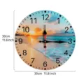Round silent wall clock with tropical beach sunset landscape 12-inch design - Sunset Scenery Style / 30cm Size