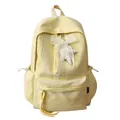 Cute yellow gingham backpack with white bow and star pendant for school and travel - With Pendant / Yellow