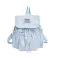 Light blue Japanese style small backpack with star pattern and drawstring closure - With Pendant / Blue