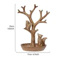 Schmuckständer aus Kunstharz mit Fuchs- und Eichhörnchen-Motiv, Holzoptik, 25 cm - 25cm x 17cm / Braun
