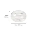 Dimensiones detalladas del portavelas nórdico de vidrio transparente de forma achatada - S (7.8x4.6cm)