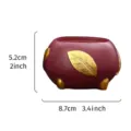 Deep red resin jar with gold leaf relief, dimensions 5.2x8.7cm for aromatherapy decoration. - Leaf Carved Aromatherapy Burner (A211) / Purple