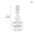 Portacandele geometrico in vetro trasparente con altezza 13,3 cm e larghezza 7,5 cm - Stile Sferico a Coste (B)