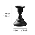 Matte black iron candlestick holder variant showing 7.6cm height and 5.6cm base width - Vintage Stepped Style (2210) / Single Pack (Height 7.6cm Base Diameter 5.6cm) / Black