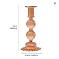 Amber orange ribbed glass candlestick holder, 18cm height SKU variant - Double Sphere Short Style (B)