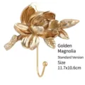 Elegant European style golden magnolia flower embossed wall hook with 11.7x10.6cm dimensions - Magnolia / Golden Magnolia