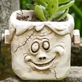 Creatieve Frankenstein monster gezicht hars bloempot voor unieke tuin- en huisdecoratie - Litteken Demon Stijl (B)