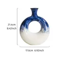 Vaso decorativo in resina a forma di ciambella dipinto a mano blu e bianco per salotto - Taglia M / Blu