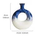 Vaso decorativo moderno in resina a ciambella blu e bianca con trama dipinta - Taglia L / Blu