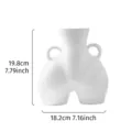 Vase d'art corporel minimaliste en résine blanche, taille L avec dimensions précises - L / Style Art Corporel (Vase Fesses Double Oreille) / Blanc
