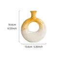 Vaso decorativo moderno in resina a forma di donut giallo e bianco, alto 16,6 cm - Taglia S / Giallo