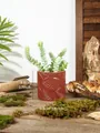 Terrakotta-Harz-Blumentopf mit Blattreliefmuster für Sukkulenten im Innenbereich - S / Ziegelrot