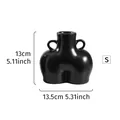 Vase d'art corporel moderne en résine noir mat avec poignées taille S pour déco - S / Style Art Corporel (Vase Fesses Double Oreille) / Noir